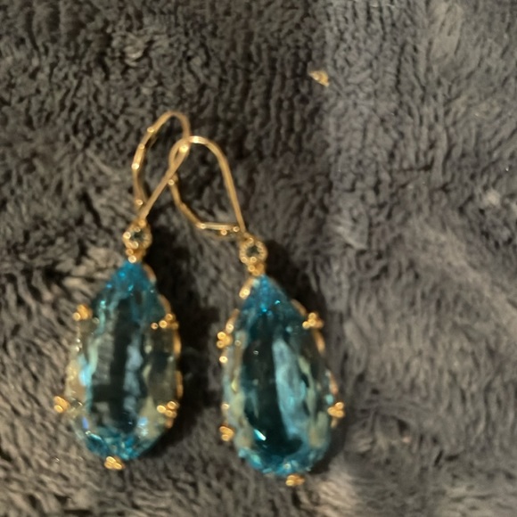 Beautiful Blue Topaz on sterling silver huge stones dangling - Picture 2 of 3